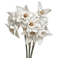 Create a watercolor bouquet of paperwhite narcissus winter flowers clipart transparent design floral artwork