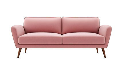 Modern pink sofa isolated on transparent background, perfect for interior design projects and furniture catalogs