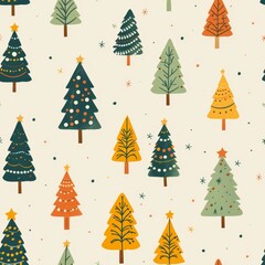 Obraz premium Charming christmas pattern featuring festive icons in cute memphis boho style design