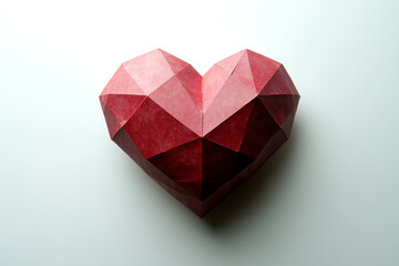 Polygonal Red Heart made of paper. Origami. Valentine's day concept. Love Heart