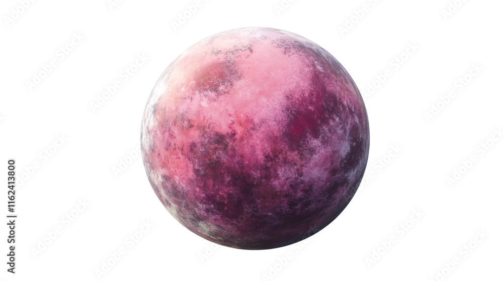 Poster pink and purple planet rotating in the outer space, transparent background, perfect for space and sc