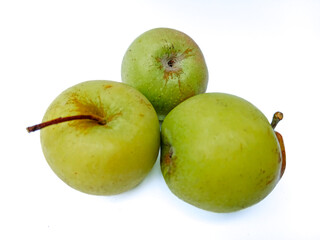 Fresh green apples isolated on white background