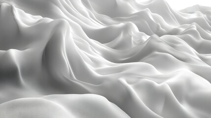 Fototapeta premium Flowing white fabric resembling soft, undulating terrain.