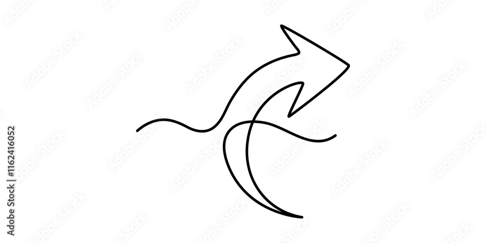 Poster arrow in continuous line drawing style. line art of the arrow icon. vector illustration. abstract ba