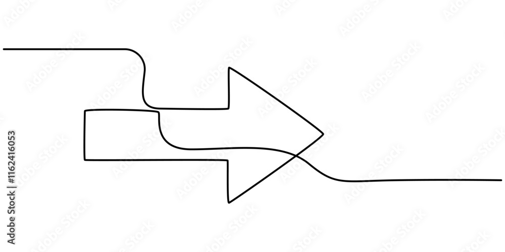 Poster arrow in continuous line drawing style. line art of the arrow icon. vector illustration. abstract ba