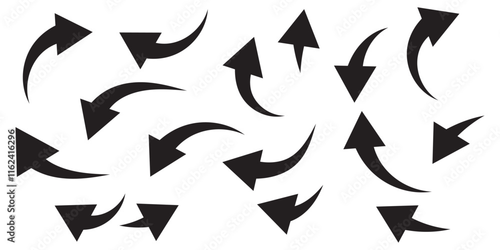 Poster curved arrow icons. curved arrows set. arrow symbol collection. vector