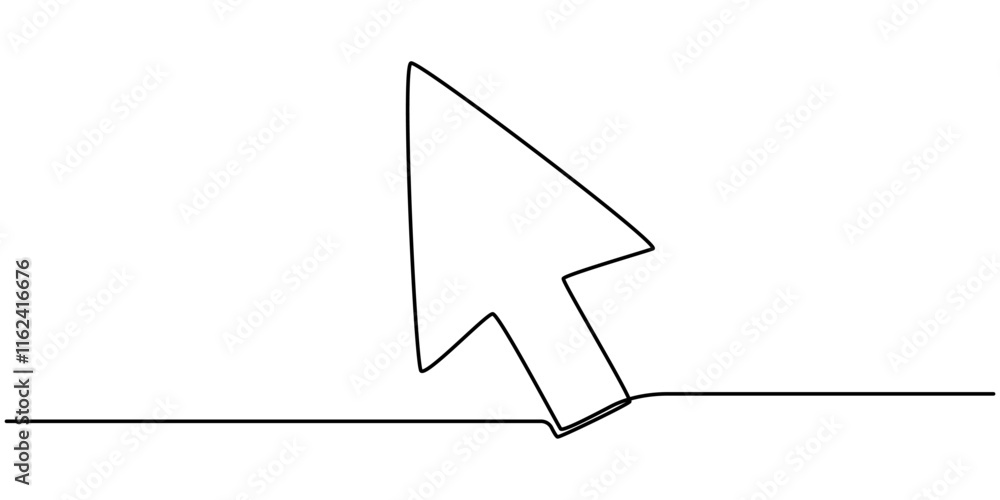 Aufkleber arrow in continuous line drawing style. line art of the arrow icon. vector illustration. abstract ba