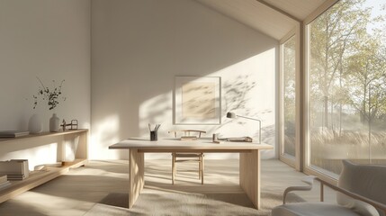 Minimalist Light Filled Home Office Workspace Design