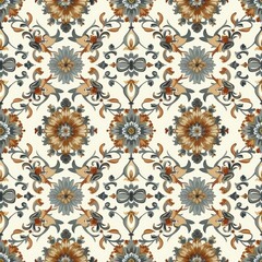 Vibrant floral tile design featuring colorful flowers surrounded by a cheerful border pattern