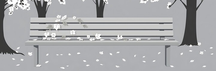 Empty wooden bench in colorful autumn park. Perfect for fall-themed designs and seasonal promotions.