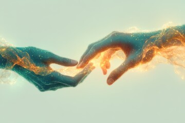 Fototapeta premium Minimalist Illustration of Two Hands Reaching for Assistance and Charity