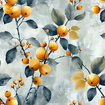 Elegant repeating botanical design featuring lush greenery and golden foliage elements