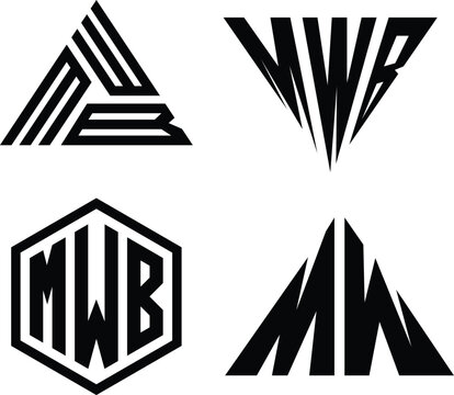 Initial letter MWB, WMB monogram vector logo design