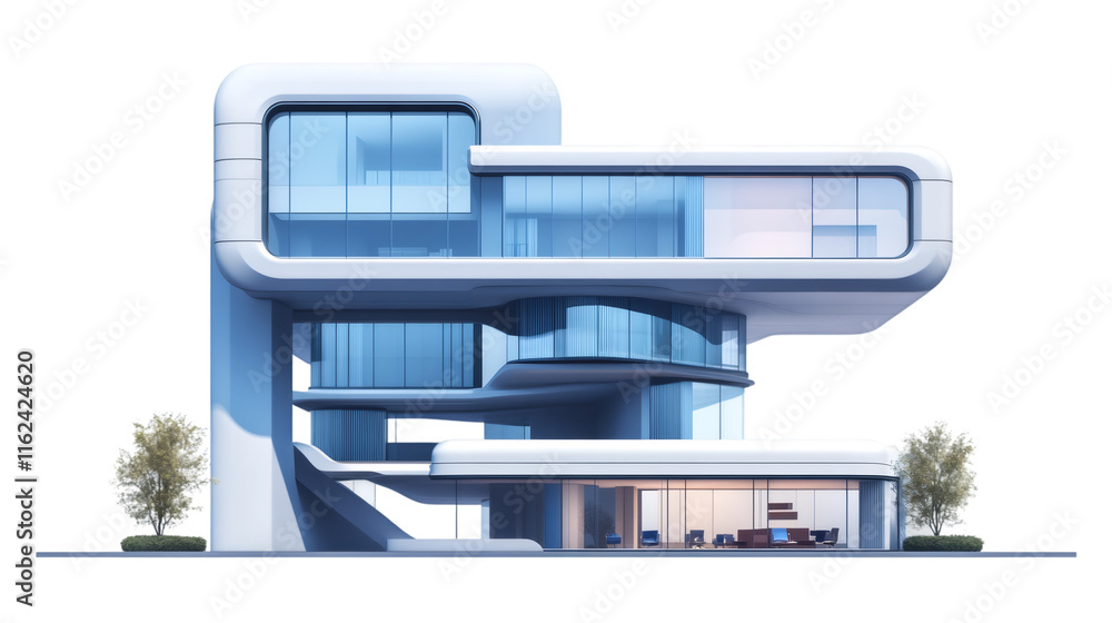 Poster futuristic building with transparent background, perfect for architectural visualization and futuris