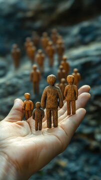 Figures representing family constellations and generational dynamics. AI generated