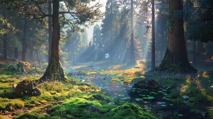 Obraz premium Serene Forest Landscape - Peaceful Nature Photography