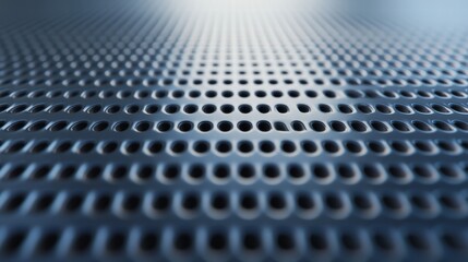 Close-up View of Blue Metallic Textured Surface with Circular Holes