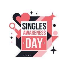 Obraz premium Singles Awareness Day vector design featuring creative typography, vibrant colors, and celebratory elements perfect for posters, cards, and social media. Print