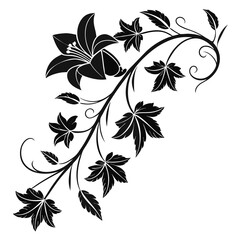 Blooming Vine vector silhouette black design white background