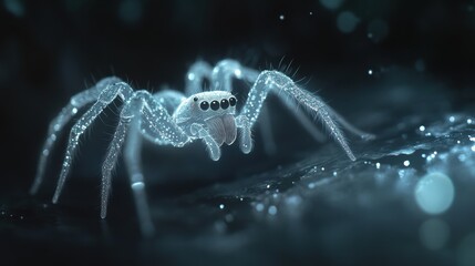 Ethereal Spider with Sparkling Texture on Dark Background