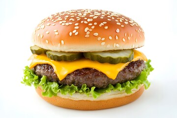 Juicy Cheeseburger with Pickles & Lettuce