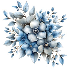 Nature, flowers, clipart watercolor painting of flower, symmetrical pattern, botanical print on white background, vintage style.QW-0528