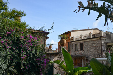 characteristic Italian buildings in Taormina, Sicily
