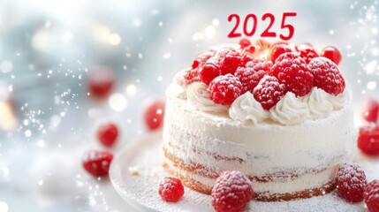 Celebrate 2025 with this delicious raspberry cake! Festive and delightful.