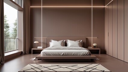 Mocha Mousse modern and minimal bedroom