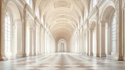Serene Grandeur:  Architectural Marvel of Light and Space in a Classic Hall
