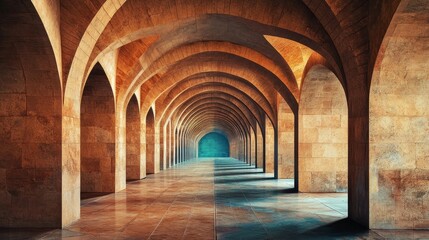 Fototapeta premium Architectural Wonder: A Serene Corridor of Arched Stone