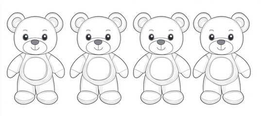 Fototapeta premium Vector style black and white teddy bear outline drawing for coloring fun and creativity