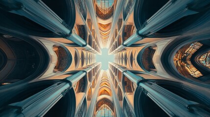 Awe-Inspiring Architectural Marvel: A Vertical Journey Through a Cathedral's Interior