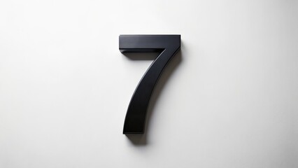 Minimalist Number Seven: Clean White Background, Bold Black Seven