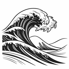 Crashing Waves vector silhouette black design white background