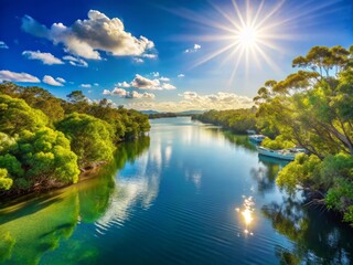 Obraz premium Noosaville Sunshine Coast Australia: Scenic River View with Copy Space