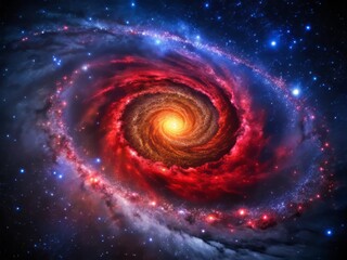 Obraz premium Red and Purple Galaxy Starry Night Cosmic Space - Astrophotography Stock Image