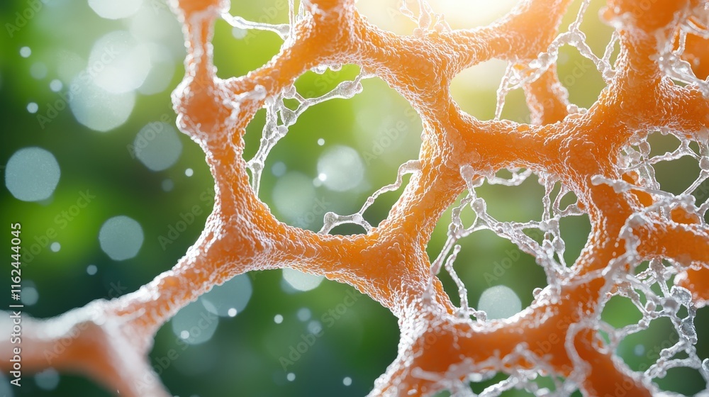 Poster exploring cellular structures in nature microscopic images of organic networks green environment clo