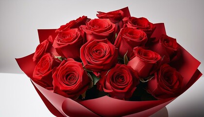 ラッピングされた赤い薔薇の花束