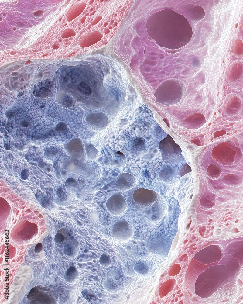 Poster exploring cellular structures microscopic view detailed science imagery abstract environment
