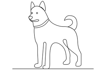Continuous one line art drawing of dog vector illustration design