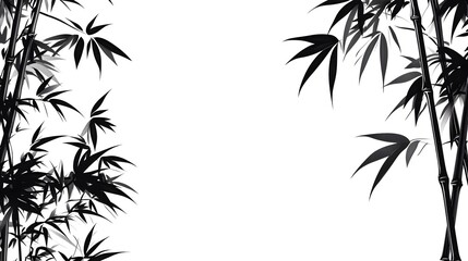 Elegant Black And White Bamboo Plant Illustration