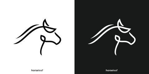 Luxury Horse Leaf Logo Design Template.