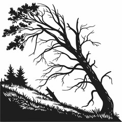 Fallen Log vector silhouette black design white background
