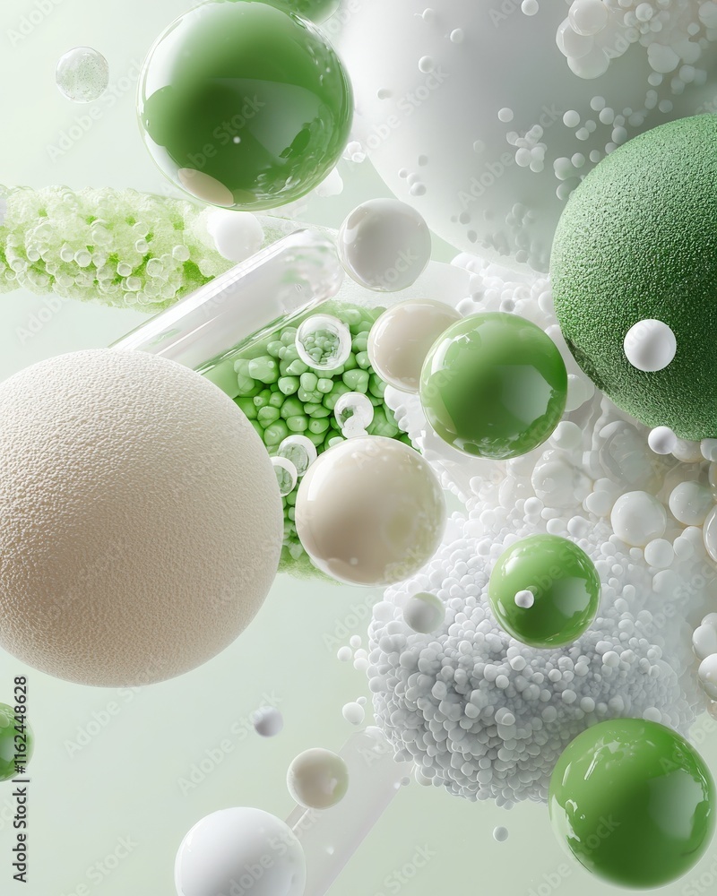 Poster dynamic microscopic visualization of cells laboratory digital art scientific environment abstract co