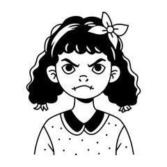 Angry girl icon in sketchy style 