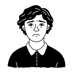 Worried man icon in glyph style 