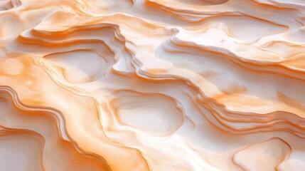 Fototapeta premium Overhead view of a terracotta desert landscape illuminated by golden sunlight creating soft geometric patterns