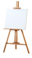 Easel with blank canvas on transparent background - perfect for painting