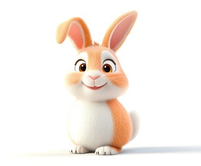 Fototapeta premium Adorable cartoon bunny rabbit sitting, isolated on white background. (5)